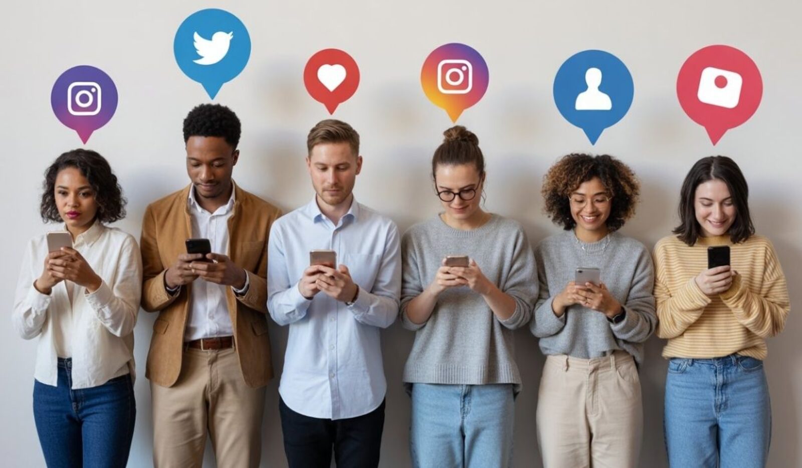 Icône stylisée d’une main tenant un smartphone avec un cœur et une étoile apparaissant à l’écran, style flat design moderne, fond lumineux et minimaliste